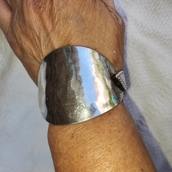 Handmade 80s Silver spoon Artisan bracelet - Picture 9 of 11